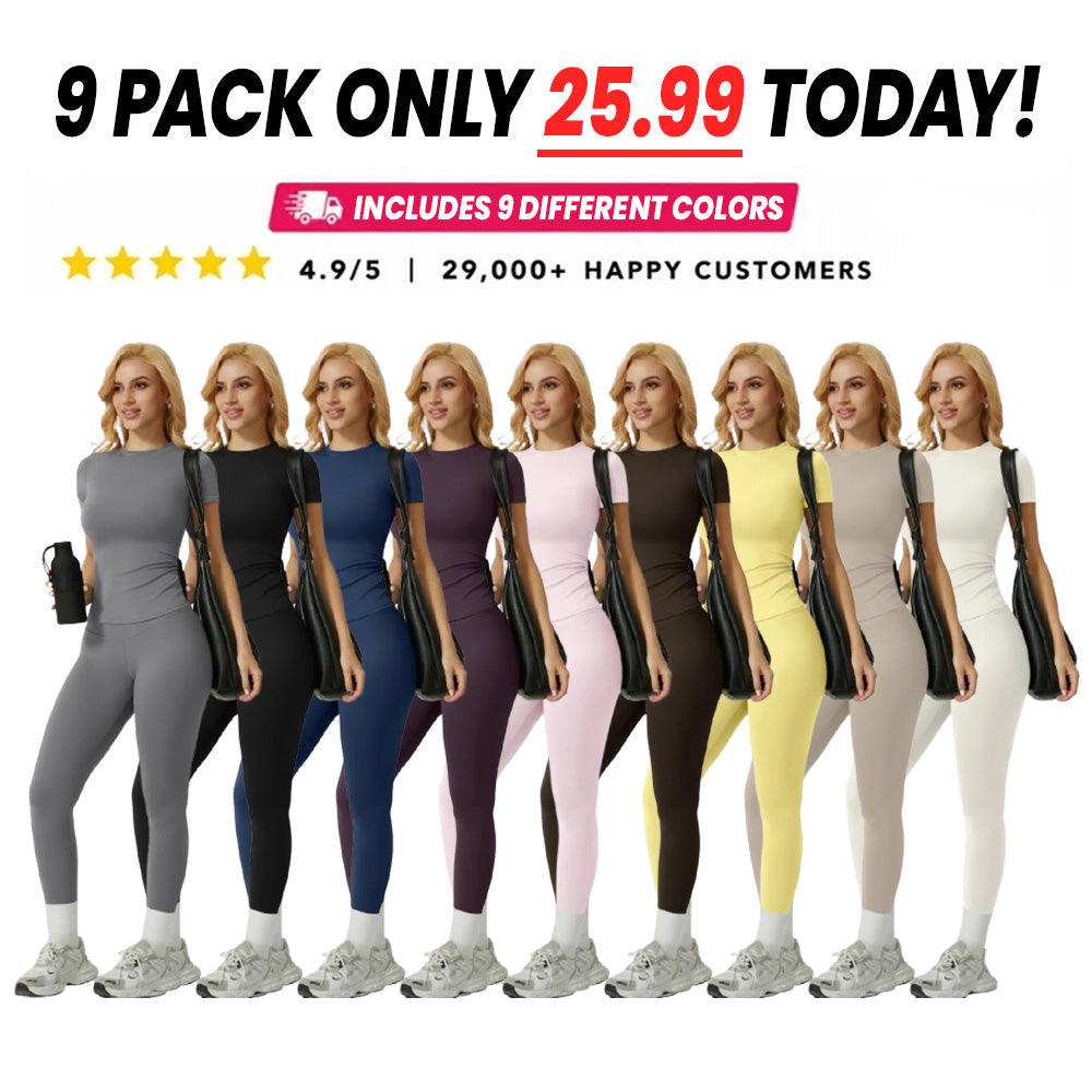 Women's Ribbed Yoga Set Tee and Leggings