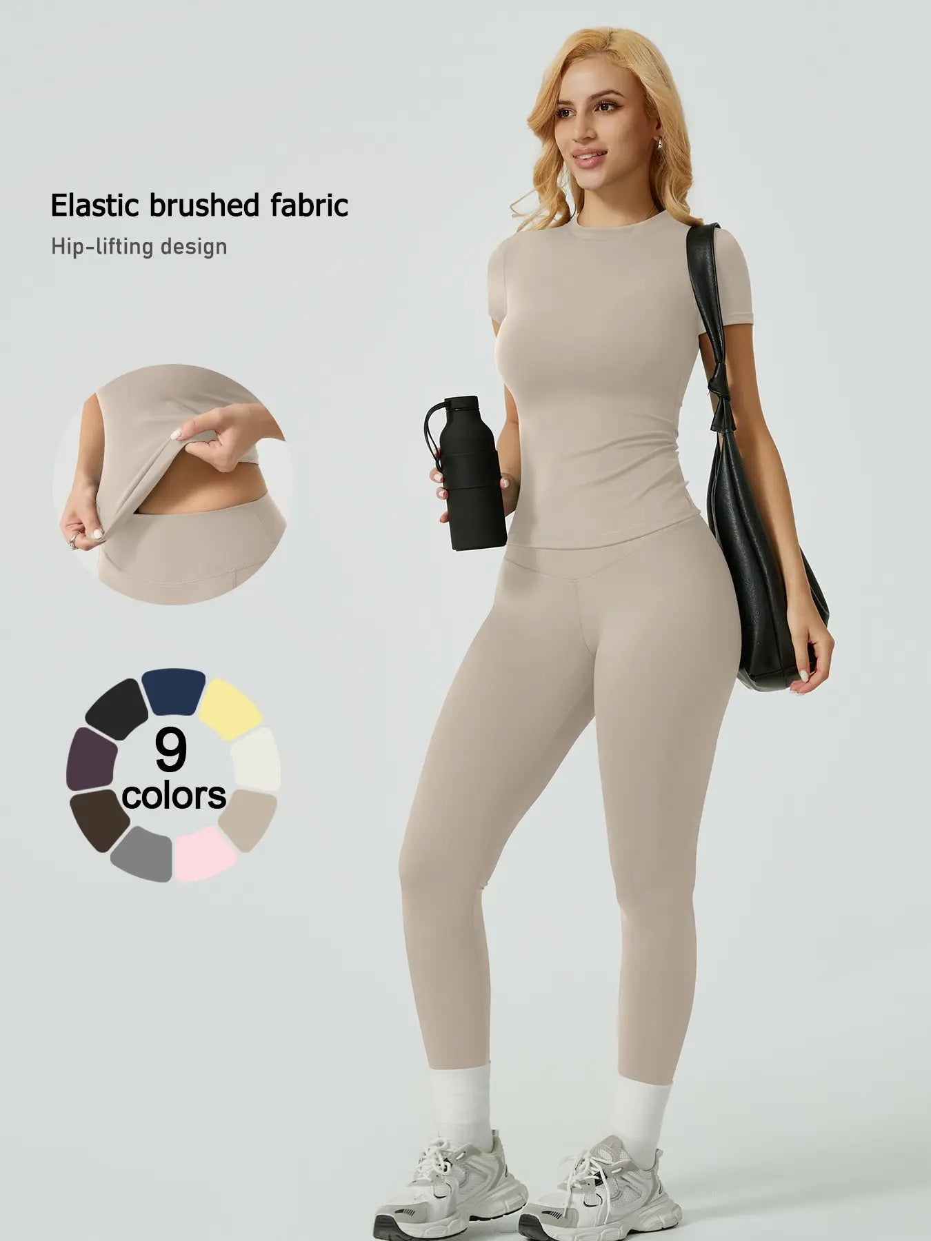 Women's Ribbed Yoga Set Tee and Leggings