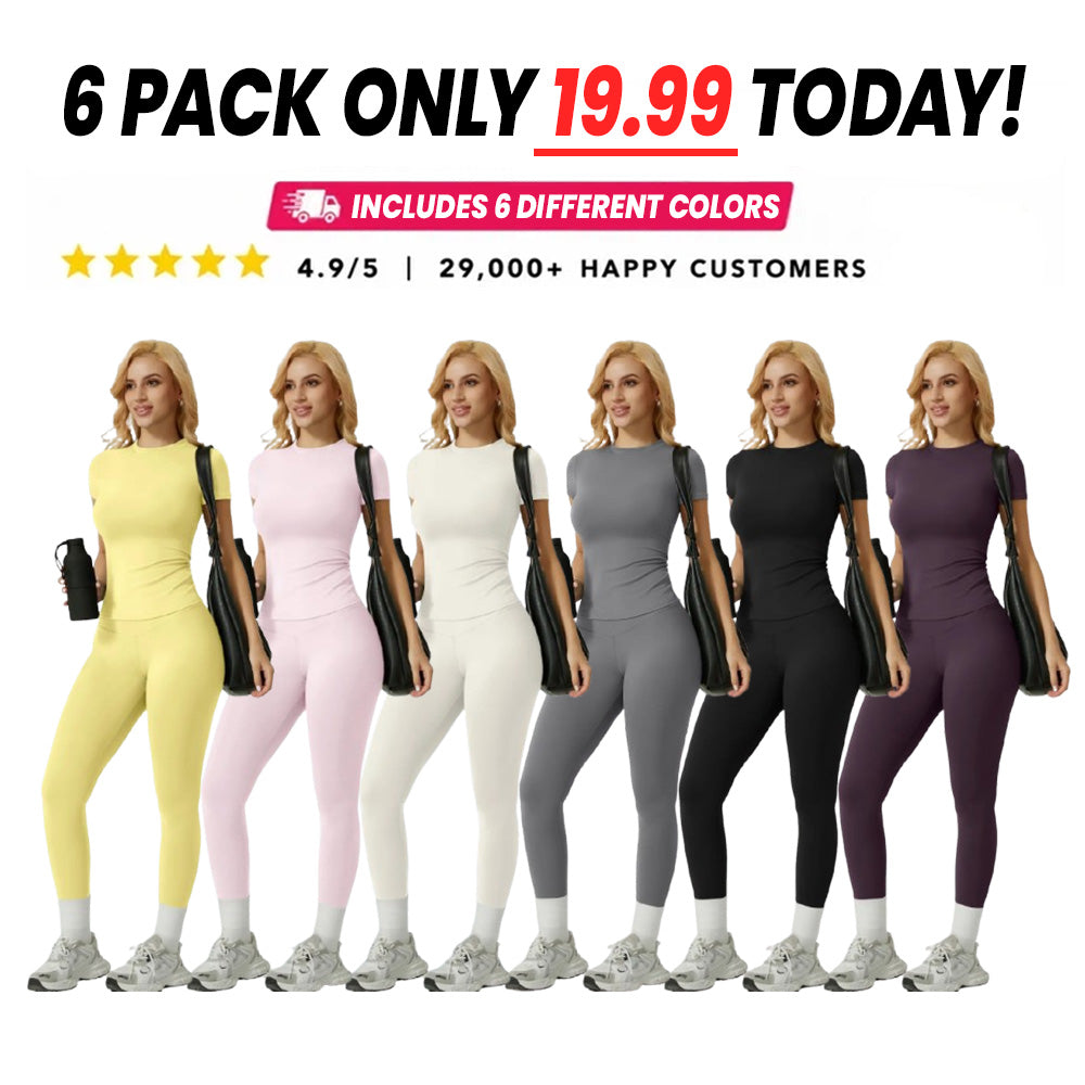 Women's Ribbed Yoga Set Tee and Leggings