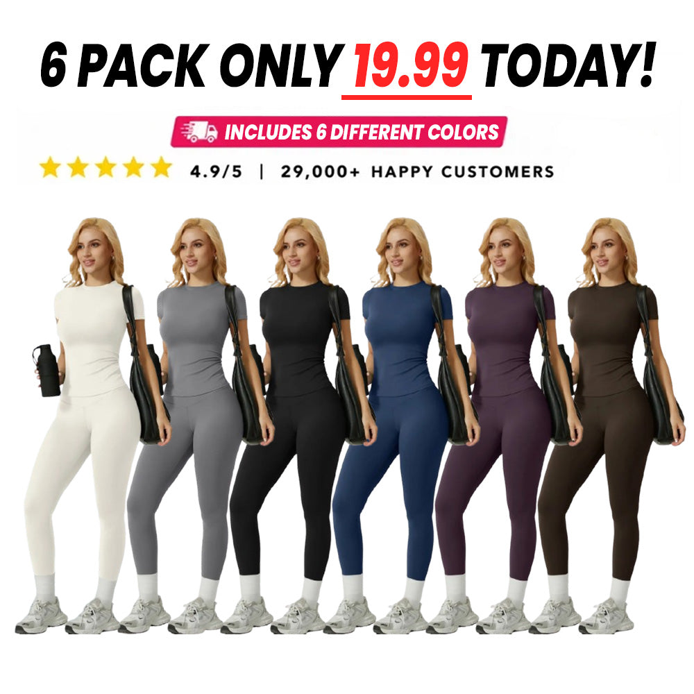 Women's Ribbed Yoga Set Tee and Leggings