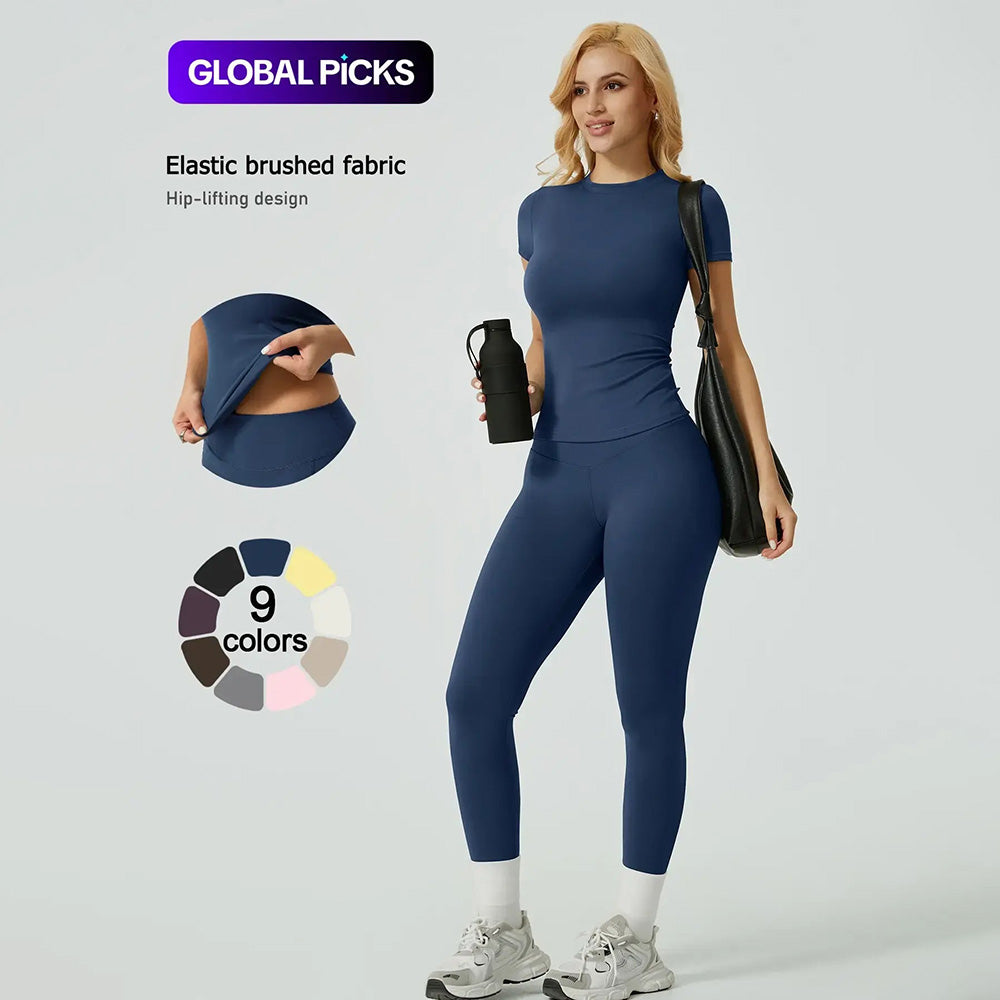Women's Ribbed Yoga Set Tee and Leggings
