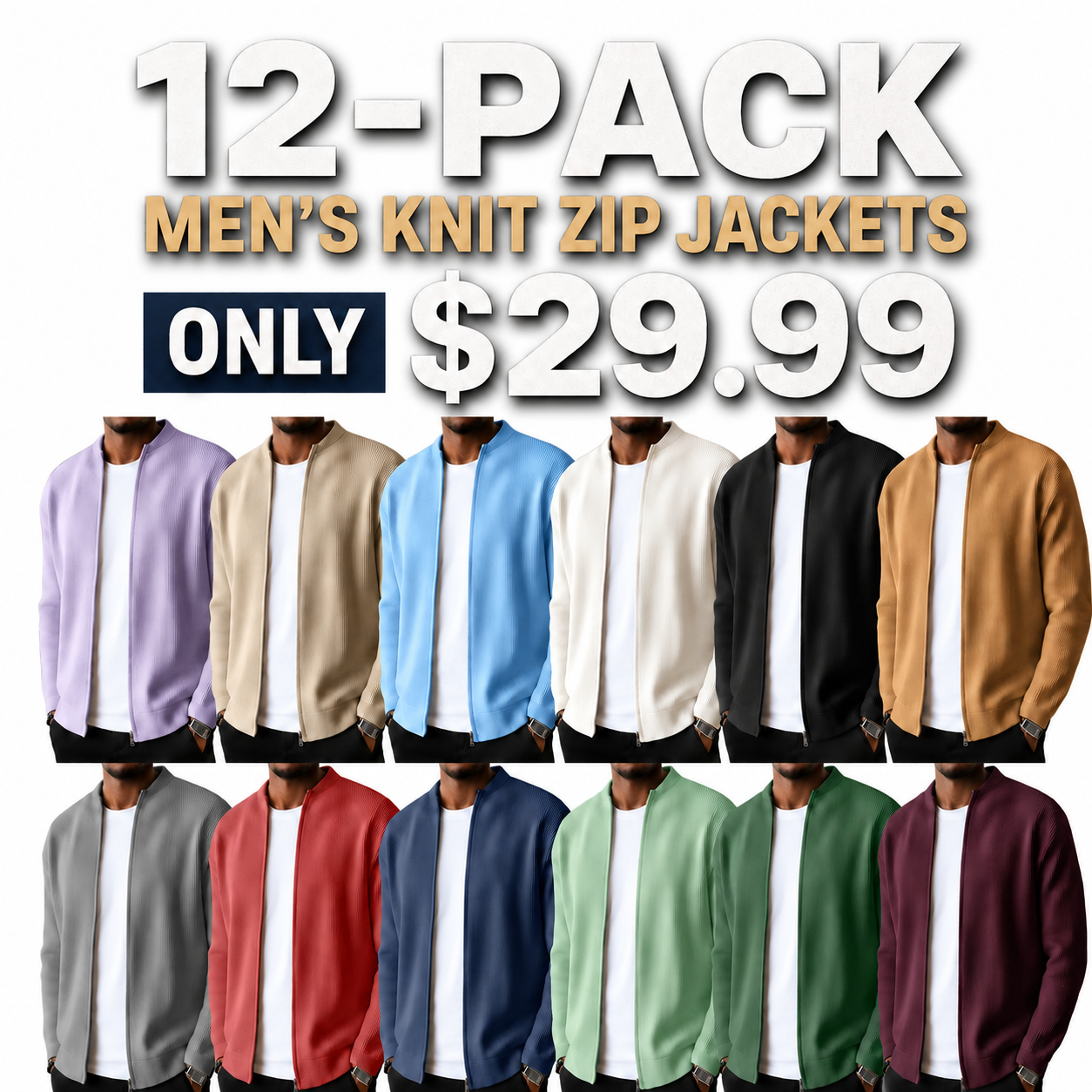 Men's Simple Casual Ribbed Stand Collar Zipper  Long Sleeved Jacket