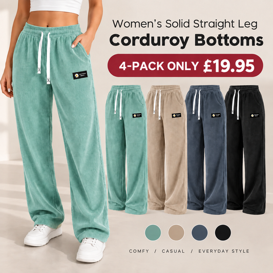 Bestseller🏆Women's Solid Straight Leg Corduroy Bottoms