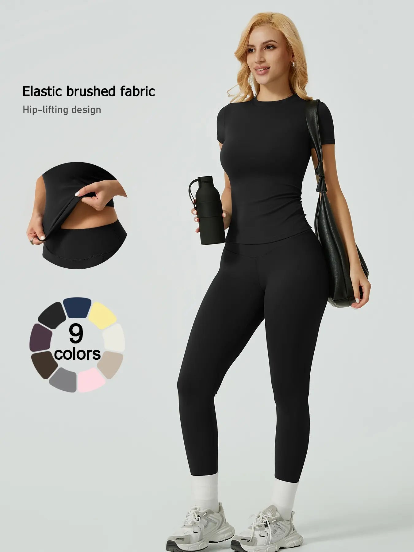 Women's Ribbed Yoga Set Tee and Leggings